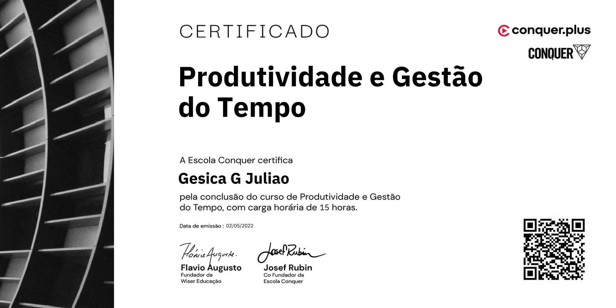 Certificado de Produtividade e Gestão do Tempo